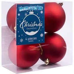 Набор новогодних шаров Novogod'ko матовый 8 см красный 4 шт. (974529)