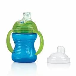 Поїльник-непроливайка Nuby No Spill, з силіконовим носиком і ручками, 240 мл, блакитний (NV0404003blu)