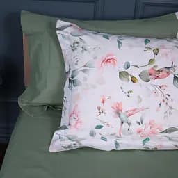Наволочка MirSon Поплін 00-9 Birds and Flowers 40х40 см зелена (2200009709166) - мініатюра 2