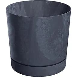 Горщик для квітів Prosperplast Tubo P Beton Effect з підставкою 1.2 л антрацит (70467-433)