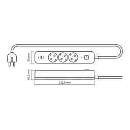 Мережевий подовжувач Videx Oncord з/з 3 п 3 м (3x1.5 мм) 2.4А 2USB+USB-C з кнопкою білий (VF-PD33G2U1C-W) - мініатюра 10