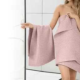 Рушник вафельний Cosas Greek Waffle Flamingo 35x75 см, бежево-рожевий - мініатюра 5