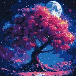 Набір для розпису по номерах Силует дерева, Ideyka, 40x40 см, КНО6384