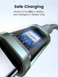 Кабель зарядний UGREEN USB C to USB C Charger Cable 100 W кабель для швидкого заряджання 2 м Green (90794) - мініатюра 4