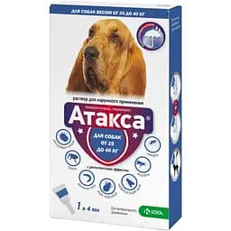 Атакса для собак KRKA №1 2000мг/400мг спот на 25+ кг 4 мл  