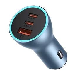 Автомобільний Зарядний пристрій 60 w 2 порти юсб Baseus Golden Contactor Max Dual CGJM000013 сіре