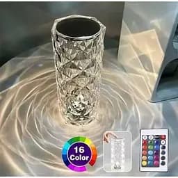 Нічник LED Rose Crystal Diamond з кристалами і зміною 16 кольорів, світильник кристалл з сенсорним перемиканням - мініатюра 2