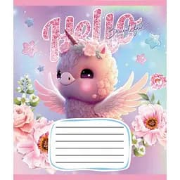 Зошит учнівський "Єдинороги" Leader 012-510065C-2 в косу лінію, 12 аркушів