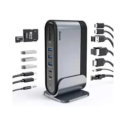 USB-хаб Baseus UnionJoy 17-Port Triple-Display Docking Station Space Grey（USB-C to HDMI4K@60Hz*2+DP4K@60Hz*1+USB3.0*3+USB-C3.0*2+USB2.0*2+PD*1+PC*1+ (B00532304811-00) - мініатюра 6