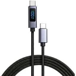 Дата кабель USB-C to USB-C 2.0m 100W LCD Display Nylon Black Vinga (VYDCCC22100D)