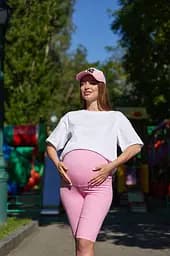 Велосипедки для беременных с высоким поясом на животик Parma Lullababe размер L Розовый