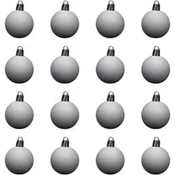 Набір ялинкових куль Linhai 16 шт D4 см білий гліттер пластик (892005)