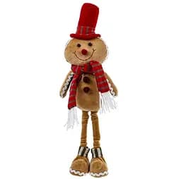 Мягкая новогодняя игрушка BonaDi Пряничный человечек 43 см с белой шапочкой Фигурка декоративная Бежева