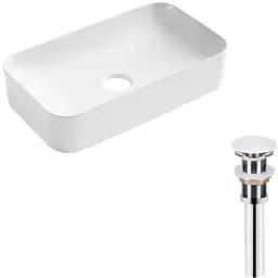 Умивальник Qtap Tern накладний прямокутний 605x350x140 мм White + донний клапан PU02, Білий