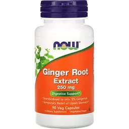 Натуральна добавка NOW Ginger Root 250 mg, 90 вегакапсул