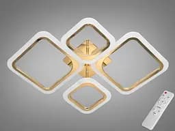 Современная потолочная светодиодная люстра с ИК пультом, 60W, золото.