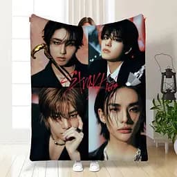 Плед плюшевий подарунковий 3D Stray Kids NEW Коллаж 160х200 см