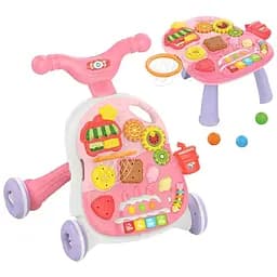 Каталка-ходунки, баскетбольное кольцо, 3 шарика, шестерни, с музыкальными и световыми эффектами (в ассортименте)