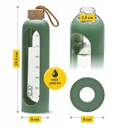 Пляшка для води 4FIZJO спортивна 1000 мл скляна Olive (P-5905973403900) - мініатюра 2
