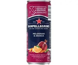 San Pellegrino Melograno Arancia, 0,33 л, Напій газований соковмісний Гранат та Апельсин Сан Плігріно, ж/б