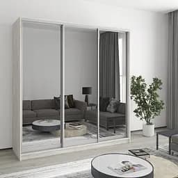 Шкаф-купе трехдверный MebelStar Стандарт AL 3 Зеркала 200x60x210 см Аляска серый (MBS-3030)