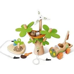 Дерев'яний розвиваючий ігровий набір Hape Електрокар для посадки дерев E3417