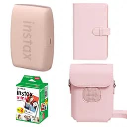 Подарунковий набір фотопринтер Fujifilm Instax Mini Link 3, Фотопапір 20шт, Чохол, Фотоальбом на 108 фото Рожевий