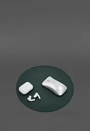 Круглый коврик для мышки из натуральной кожи зеленый краст