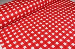 Тканина з тефлоновим просоченням з принтом Клітинка (від 1 м) Червоний