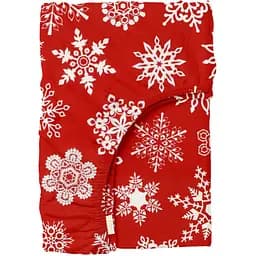 Простирадло Cosas на резинці фланель 80х160 winter, червоний (Flannel_SnowflakesWhiteRed_80x160x20)