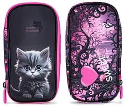 Пенал шкільний для дівчинки з Котиком м'який School Standard (PSS-116)