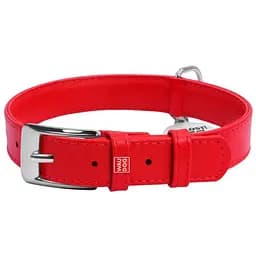 Ошейник для собак Waudog Glamour, кожаный, с QR паспортом, 38-49х2,5 см, красный