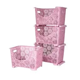 Набор корзин Violet House Ажур Powder, 36х27х88 см, розовый, 4 шт. (0409 Ажур POWDER Набор 4 шт 36*27*88 см)