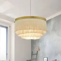 Підвісна 3-х ярусна люстра в латунному корпусі Ø 60 см | Line F | Арт. MJ294-600 AB+WT