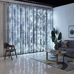 Гірлянда штора Водоспад 3х2.6 м 280 LED (прозорий шнур, з перехідником) Білий світ - мініатюра 3