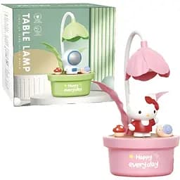 Дитяча настільна лампа Hello Kitty квітковий горщик рожева (351E)