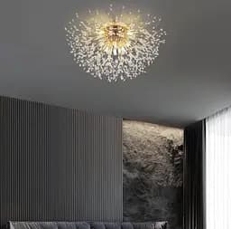 Пухнастий стельовий світильник-кульбаба в золоті | Арт. AS 155/550 C GD | Line F