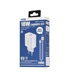 Мережевий зарядний пристрій Remax Kiddy Series 18W (1USB 2.1 А) White + кабель USB Type-C (RP-U119) - мініатюра 2