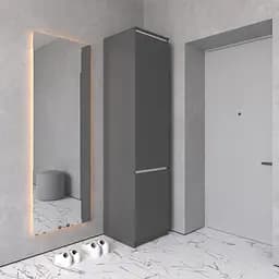 Шкаф пенал Vays R-21 Антрацит-Белые планки, с полками и штангой, без ручек, ЛДСП, 50×50×211 см - для одежды и обуви, в прихожую