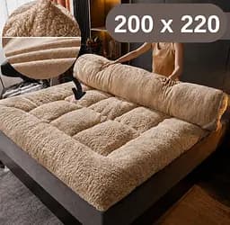 Матрац-топер-ковдра-наматрацник 3 в 1 200×220 см 10 см з пуховим волоконним наповнювачем м’який двосторонній KT7005706 - мініатюра 2