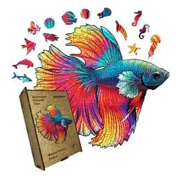 Деревянный пазл Фантастическая Рыбка, А1, Картонная коробка 500+ элементов