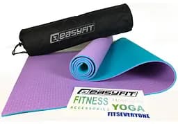 Коврик для йоги и фитнеса EasyFit TPE+TC 6 мм двухслойный + Чехол фиолетовый с мятным (EF-1924E-VM)