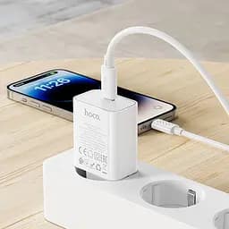 МЗП Hoco C143A Benefit PD20W (1USB-C) + кабель Type-C to Lightning White - мініатюра 8