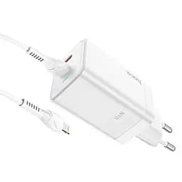 Адаптер мережевий HOCO Type-c to Lightning Cable Astral N23 2Type-C 45W біле - мініатюра 5
