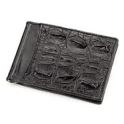 Затискачач з натуральної шкіри крокодила чорний CROCODILE LEATHER 18169