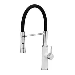 Змішувач для кухні Frap F4452-8 з гнучким виливом 2 режими біло/чорний матовий