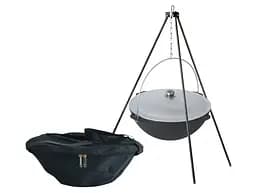 Казан чавунний азіатський 8 л з алюмінієвою кришкою, триногою та чохлом