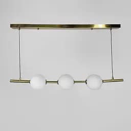 Удлиненная латунная люстра с 3-мя акриловыми шариками | Ст. 910A/3 AB | Line F