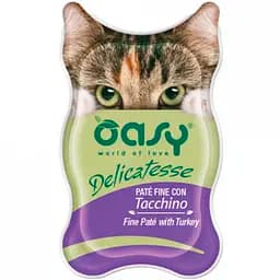 Вологий корм для дорослих котів Oasy Delicatesse паштет з індичкою 85 г