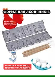 Форма для приготування льодяників, карамелі та цукерок із шоколаду "Зайчик, Пінгвін, Слон, Рибка, Півник, Ведмедик", ХЕАЗ Сріблястий 85992 - мініатюра 9